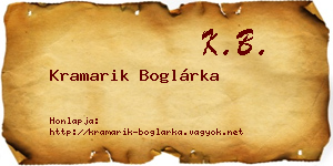 Kramarik Boglárka névjegykártya